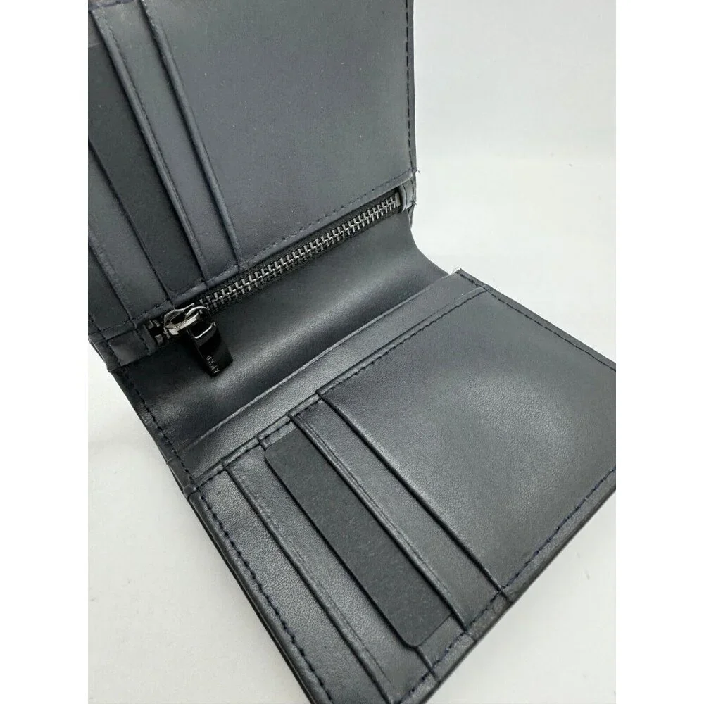 DKNY pebbled faux-leather foldable men's wallet cardcase RFID- Black/Dark navy